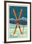 Vail, Colorado - Crossed Skis-Lantern Press-Framed Art Print