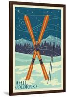 Vail, Colorado - Crossed Skis-Lantern Press-Framed Art Print