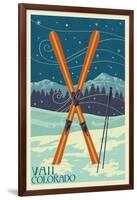 Vail, Colorado - Crossed Skis-Lantern Press-Framed Art Print