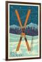 Vail, Colorado - Crossed Skis-Lantern Press-Framed Art Print