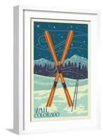 Vail, Colorado - Crossed Skis-Lantern Press-Framed Art Print