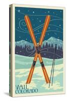 Vail, Colorado - Crossed Skis-Lantern Press-Stretched Canvas