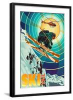 Vail, Colorado - Heli-Skiing-Lantern Press-Framed Art Print