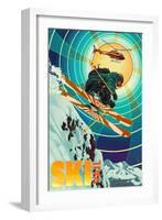 Vail, Colorado - Heli-Skiing-Lantern Press-Framed Art Print