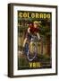 Vail, Colorado - Mountain Biker in Trees-Lantern Press-Framed Art Print