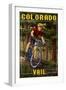 Vail, Colorado - Mountain Biker in Trees-Lantern Press-Framed Art Print