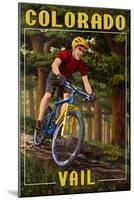 Vail, Colorado - Mountain Biker in Trees-Lantern Press-Mounted Art Print