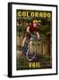 Vail, Colorado - Mountain Biker in Trees-Lantern Press-Framed Art Print