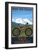 Vail, Colorado - Ride the Trails, Mountain Bike-Lantern Press-Framed Art Print