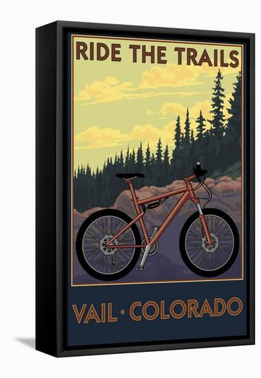 Vail, Colorado - Ride the Trails-Lantern Press-Framed Stretched Canvas