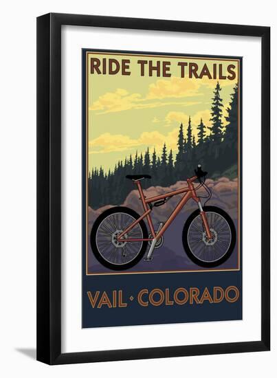 Vail, Colorado - Ride the Trails-Lantern Press-Framed Art Print