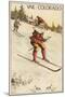 Vail, Colorado - Santa Skiing-Lantern Press-Mounted Art Print