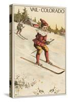 Vail, Colorado - Santa Skiing-Lantern Press-Stretched Canvas