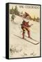 Vail, Colorado - Santa Skiing-Lantern Press-Framed Stretched Canvas