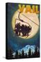 Vail, Colorado - Ski Lift and Full Moon-Lantern Press-Stretched Canvas