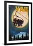 Vail, Colorado - Ski Lift and Full Moon-Lantern Press-Framed Art Print