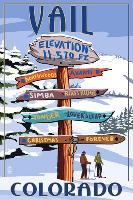 Vail  Colorado - Ski Signpost-null-Framed Art Print