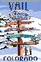 Vail  Colorado - Ski Signpost-null-Framed Art Print