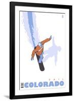 Vail, Colorado, Snowboard Stylized-Lantern Press-Framed Art Print