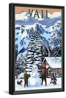 Vail, Colorado - Snowman Scene-Lantern Press-Framed Art Print