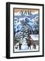 Vail, Colorado - Snowman Scene-Lantern Press-Framed Art Print