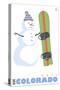 Vail, Colorado, Snowman with Snowboard-Lantern Press-Stretched Canvas