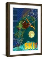 Vail, Colorado - Timelapse Skier-Lantern Press-Framed Art Print
