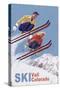 Vail, Colorado - Vintage Skiers-Lantern Press-Stretched Canvas