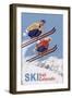 Vail, Colorado - Vintage Skiers-Lantern Press-Framed Art Print