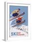 Vail, Colorado - Vintage Skiers-Lantern Press-Framed Art Print