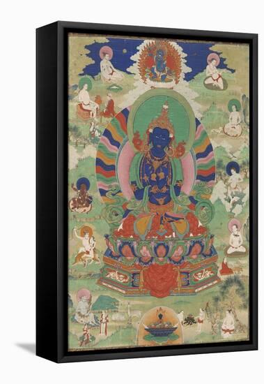 Vajradhara entouré de mahâsiddha-null-Framed Stretched Canvas