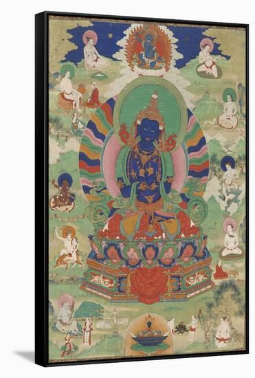 Vajradhara entouré de mahâsiddha-null-Framed Stretched Canvas