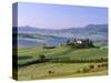 Val d'Orcia, Countryside View, Farmhouse and Green Grass and Hills, Tuscany, Italy-Steve Vidler-Stretched Canvas