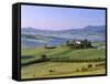 Val d'Orcia, Countryside View, Farmhouse and Green Grass and Hills, Tuscany, Italy-Steve Vidler-Framed Stretched Canvas