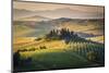 Val D'Orcia, Tuscany, Italy. a Lonely Farmhouse with Cypress and Olive Trees, Rolling Hills.-Francesco Riccardo Iacomino-Mounted Photographic Print