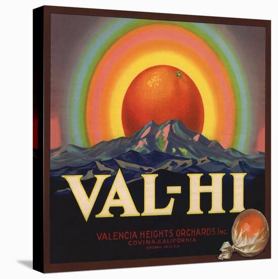 Val Hi Brand - Covina, California - Citrus Crate Label-Lantern Press-Stretched Canvas