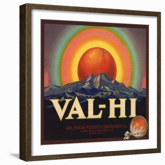 Val Hi Brand - Covina, California - Citrus Crate Label-Lantern Press-Framed Premium Giclee Print