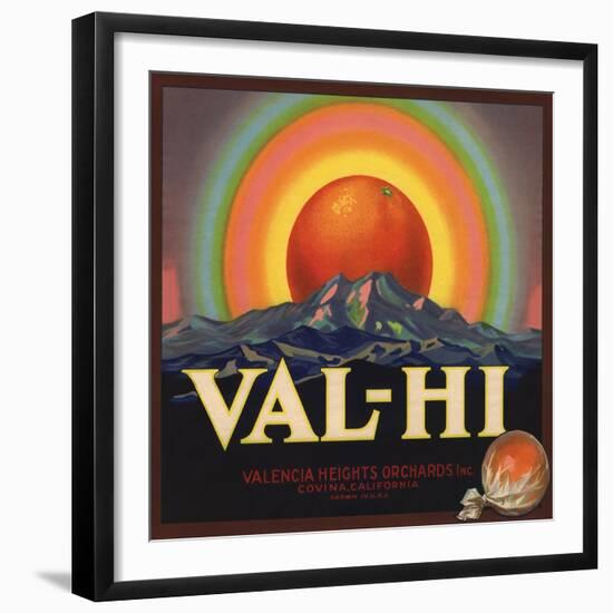 Val Hi Brand - Covina, California - Citrus Crate Label-Lantern Press-Framed Premium Giclee Print