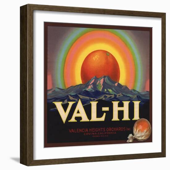 Val Hi Brand - Covina, California - Citrus Crate Label-Lantern Press-Framed Art Print