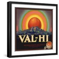 Val Hi Brand - Covina, California - Citrus Crate Label-Lantern Press-Framed Art Print