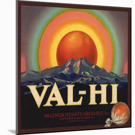 Val Hi Brand - Covina, California - Citrus Crate Label-Lantern Press-Mounted Art Print