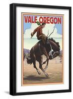 Vale, Oregon - Bucking Bronco-Lantern Press-Framed Art Print