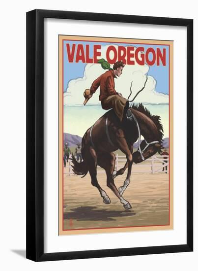 Vale, Oregon - Bucking Bronco-Lantern Press-Framed Art Print