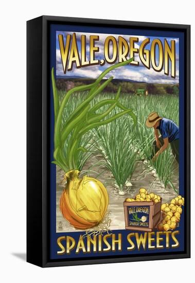 Vale, Oregon - Spanish Sweets Onion Harvest-Lantern Press-Framed Stretched Canvas