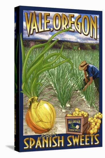 Vale, Oregon - Spanish Sweets Onion Harvest-Lantern Press-Stretched Canvas