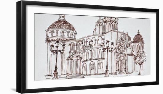 Valencia Cathedral in Plaza de la Virgin, Old town, Valencia, Spain-Richard Lawrence-Framed Photographic Print