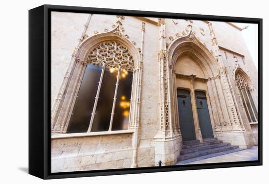 Valencia La Lonja Gothic Facade UNESCO Heritage in Spain-holbox-Framed Stretched Canvas