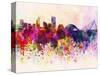 Valencia Skyline in Watercolor Background-paulrommer-Stretched Canvas
