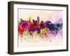 Valencia Skyline in Watercolor Background-paulrommer-Framed Art Print