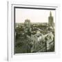 Valencia (Spain), Overview with the Cathedral, Virgin's Square and its Circular Pond-Leon, Levy et Fils-Framed Photographic Print